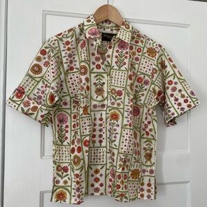 Vintage botanical floral button up blouse